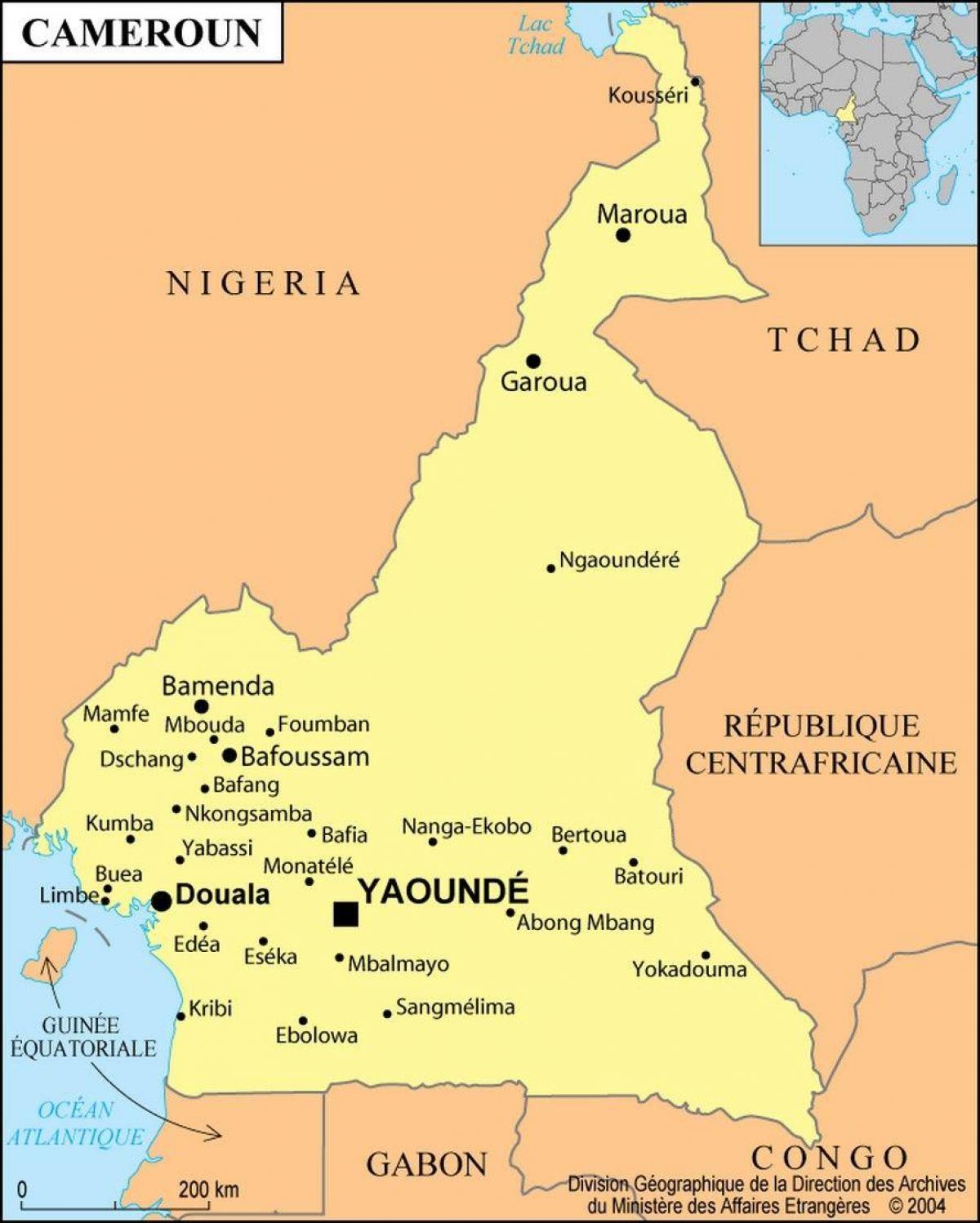 Karte von douala, Kamerun