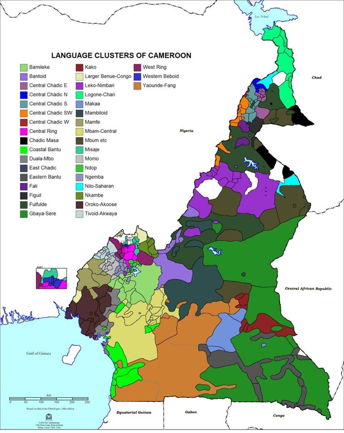 Karte von Kamerun Sprache