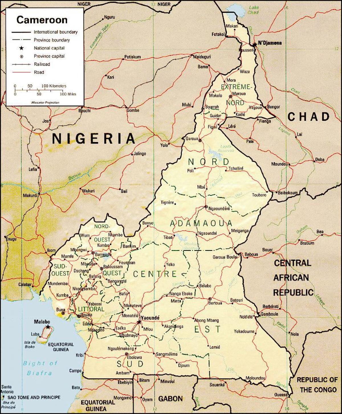 die Karte von Kamerun