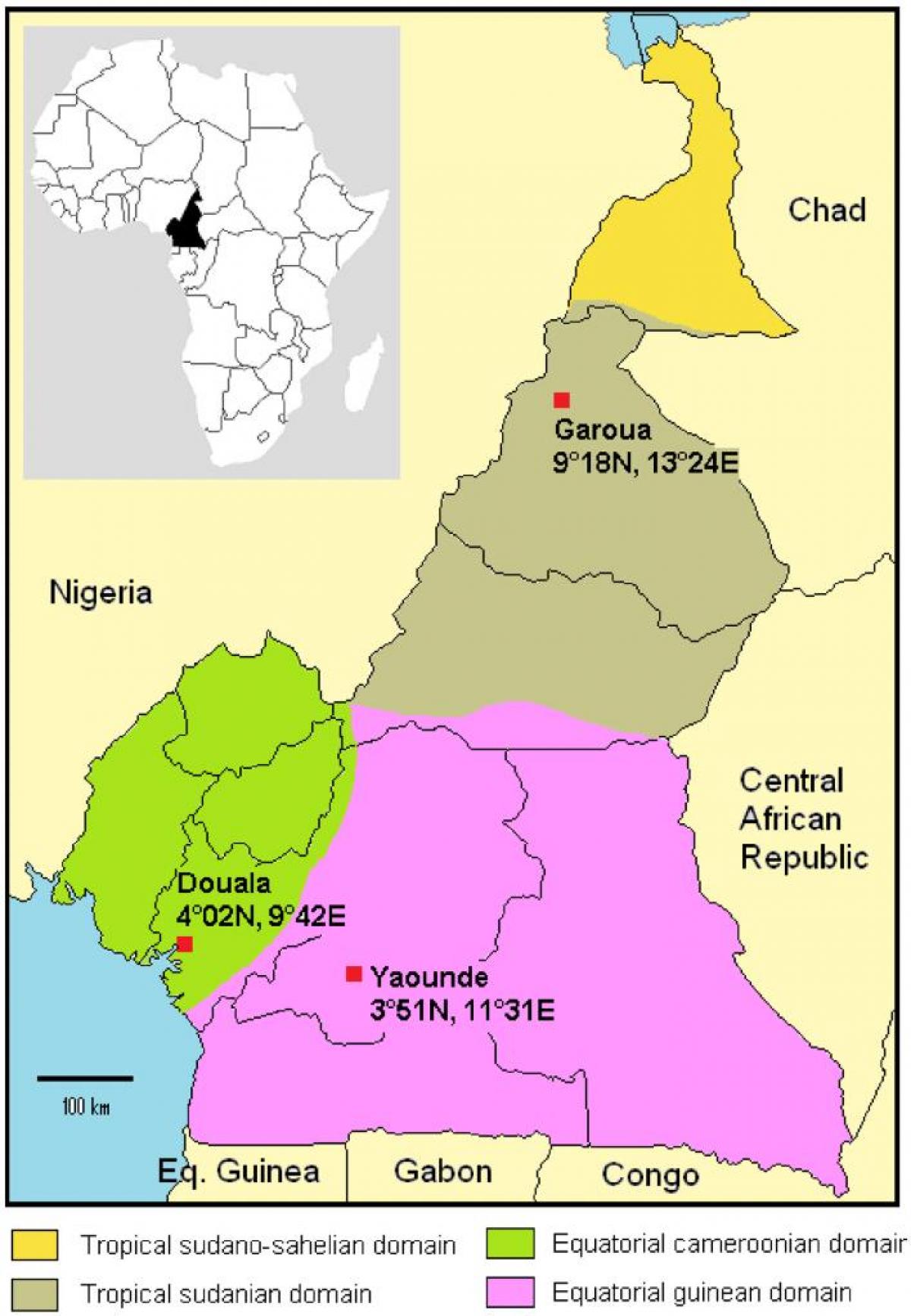Karte von Kamerun Klima