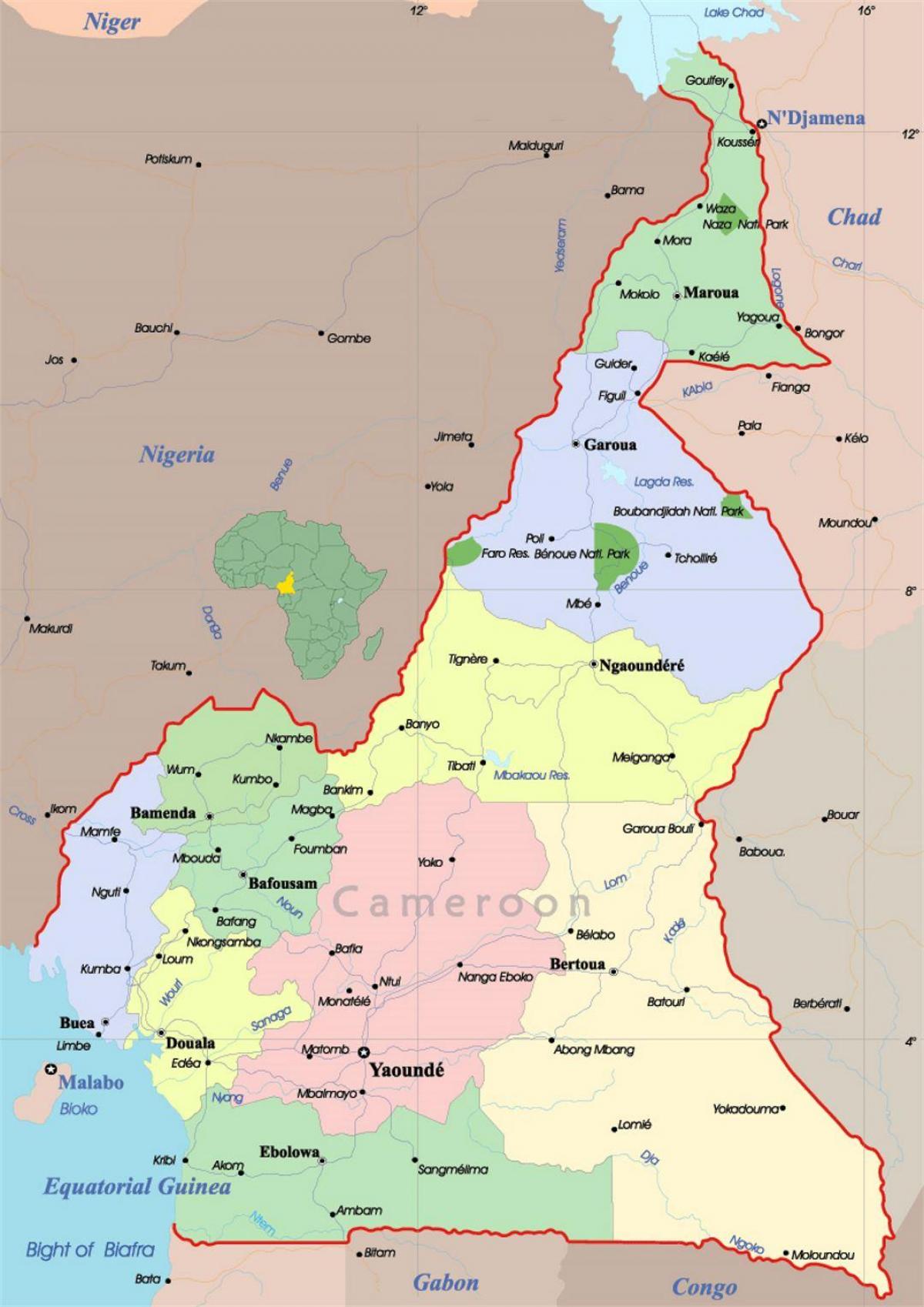 Kamerun Landkarte mit Städten