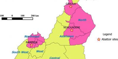 Kamerun mit Regionen anzeigen